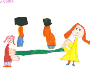 DIBUJO DE UN NIÑO DE 5 AÑOS SOBRE LA ACTIVIDAD REALIZADA
