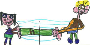DIBUJO DE UN NIÑO DE 5 AÑOS SOBRE LA ACTIVIDAD REALIZADA