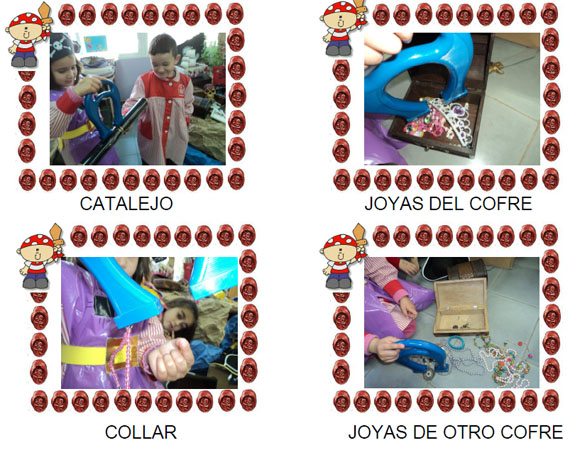 Fotografías del catalejo, las joyas de los cofres y el collar