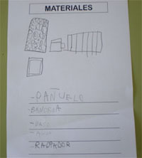 Materiales utilizados: pañuelo, bandeja, vaso, agua, radiador.