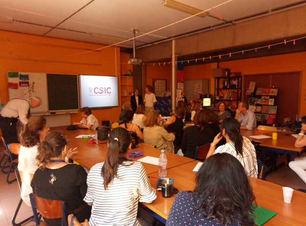 Opening table. Multiplier event organized by CSIC at the school in Madrid on June the 19th, 2018.